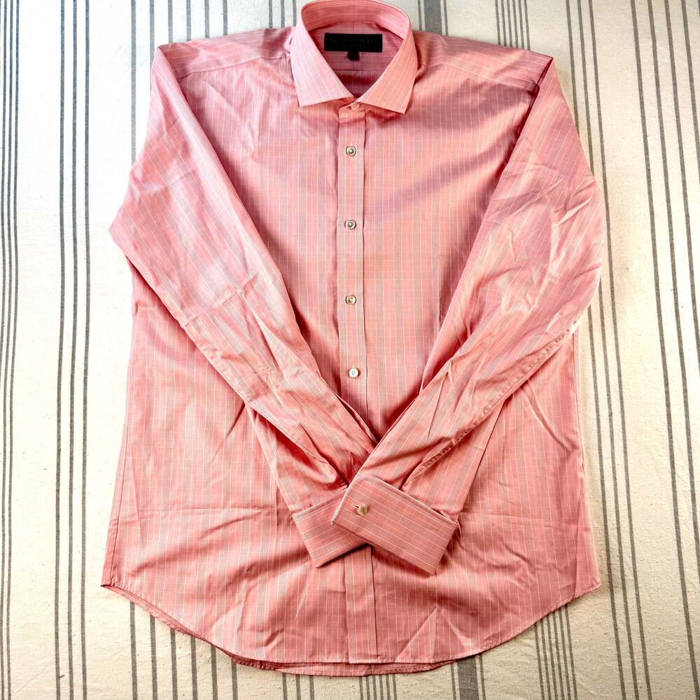 Grieves & Hawkes Men's Pink & White Striped Dress Shirt